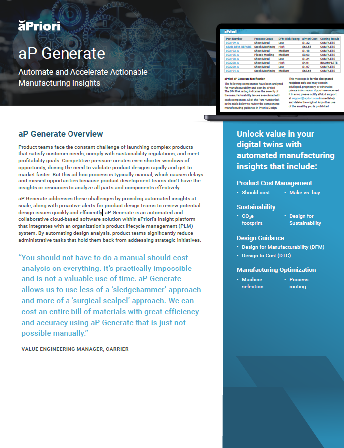 automated insights for manufacturability