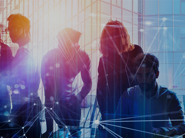 manufacturing cost estimation and procurement team stylized with blue background